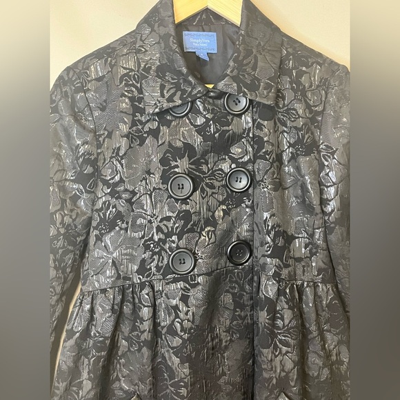 Simply Vera Vera Wang Elegant Double-breasted Gray Floral Jacket NWOT - Picture 5 of 8